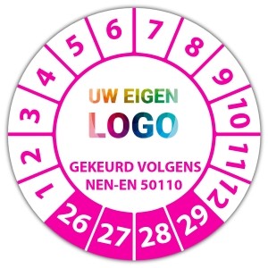 Keuringssticker gekeurd volgens NEN-EN 50110 - Keuringsstickers op vel logo