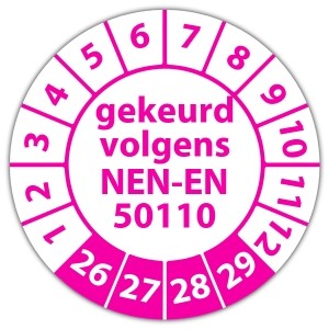 Keuringssticker gekeurd volgens NEN-EN 50110 - Keuringsstickers op vel