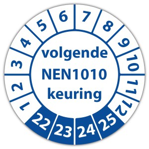 Keuringssticker volgende NEN 1010 keuring - Keuringsstickers op vel
