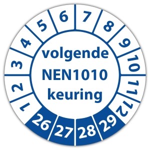 Keuringssticker volgende NEN 1010 keuring - NEN1010 keuringsstickers - Laagspanningsinstallaties