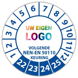 Keuringssticker volgende NEN-EN 50110 keuring - Keuringsstickers op vel logo