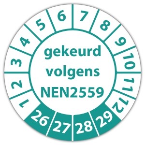 Keuringssticker gekeurd volgens NEN 2559 - Keuringsstickers op vel
