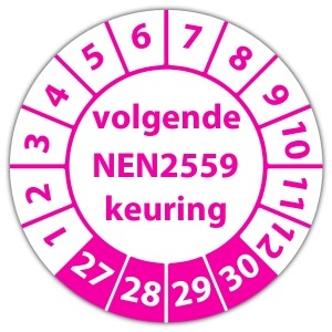 Keuringssticker volgende NEN 2559 keuring - Keuringsstickers NEN-normen