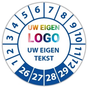 Keuringssticker met uw logo en tekst - Keuringsstickers op vel