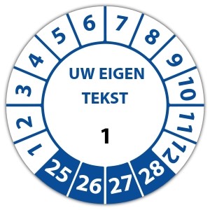 Keuringssticker genummerd met tekst - Keuringsstickers met uw tekst