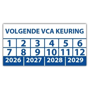 Keuringssticker volgende VCA keuring - Keuringsstickers op vel