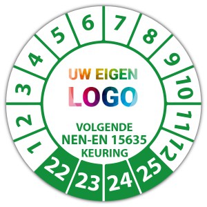 Keuringssticker volgende NEN-EN 15635 keuring - Keuringsstickers NEN-normen logo