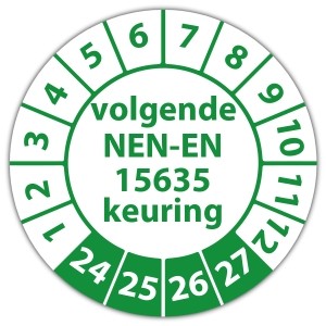 Keuringssticker volgende NEN-EN 15635 keuring - Keuringsstickers NEN-normen
