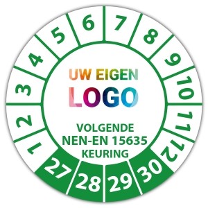 Keuringssticker volgende NEN-EN 15635 keuring - Keuringsstickers NEN-normen logo