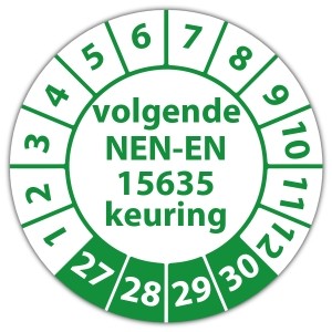 Keuringssticker volgende NEN-EN 15635 keuring - Keuringsstickers NEN-normen