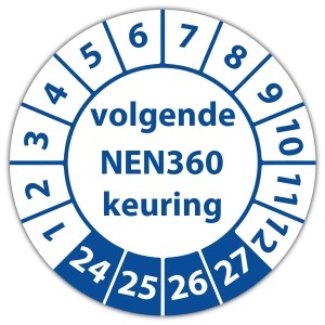 Keuringssticker volgende NEN 360 keuring - Keuringsstickers NEN-normen