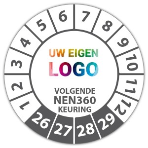 Keuringssticker volgende NEN 360 keuring - Keuringsstickers IMO-kleurcodering logo