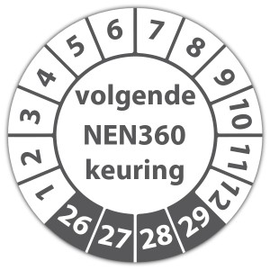 Keuringssticker volgende NEN 360 keuring - Keuringsstickers IMO-kleurcodering
