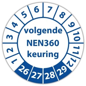 Keuringssticker volgende NEN 360 keuring - 