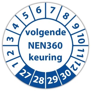 Keuringssticker volgende NEN 360 keuring - Keuringsstickers NEN-normen