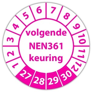 Keuringssticker volgende NEN 361 keuring - Keuringsstickers NEN-normen