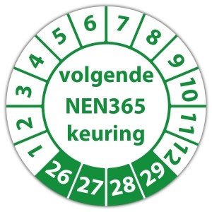 Keuringssticker volgende NEN 365 keuring - 