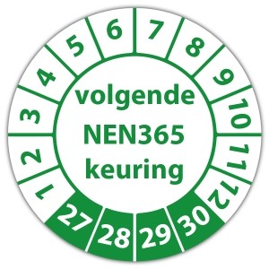 Keuringssticker volgende NEN 365 keuring - Keuringsstickers NEN-normen