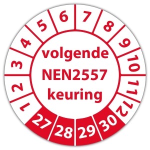 Keuringssticker volgende NEN 2557 keuring - Keuringsstickers NEN-normen