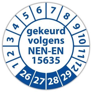 Keuringssticker gekeurd volgens NEN-EN 15635 - Keuringsstickers NEN-normen