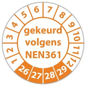 Keuringssticker gekeurd volgens NEN 361 - Keuringsstickers NEN-normen