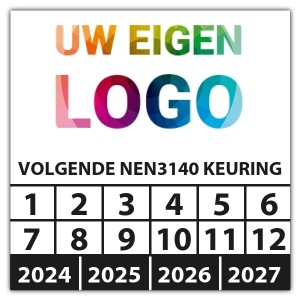 Keuringssticker volgende NEN 3140 keuring - Keuringsstickers op vel logo