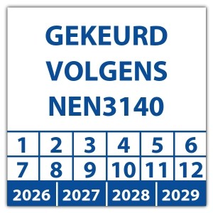 Keuringssticker gekeurd volgens NEN 3140 - Keuringsstickers op vel