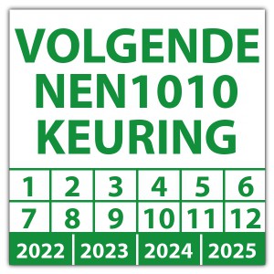 Keuringssticker volgende NEN1010 keuring - NEN1010 keuringsstickers - Laagspanningsinstallaties