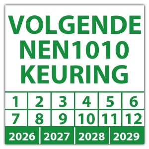 Keuringssticker volgende NEN1010 keuring - NEN1010 keuringsstickers - Laagspanningsinstallaties