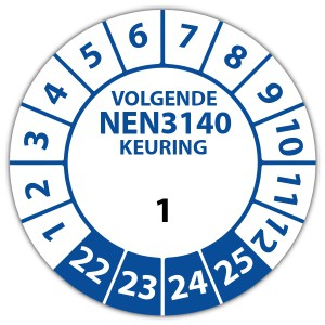 Keuringssticker genummerd volgende NEN 3140 keuring - Keuren van computers, stofzuigers en kofieapparaten