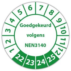 Keuringssticker Goedgekeurd volgens NEN 3140 - NEN3140 keuringsstickers - Machines en gereedschappen