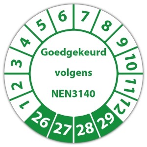 Keuringssticker Goedgekeurd volgens NEN 3140 - Keuringsstickers op rol