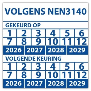 Keuringssticker dubbel volgens NEN 3140 - Keuringsstickers dubbele datum