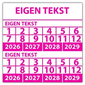 Keuringssticker dubbel met uw tekst - Keuringsstickers dubbele datum