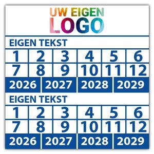 Keuringssticker dubbel met uw logo - Keuringsstickers dubbele datum
