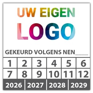 Keuringssticker gekeurd volgens NEN-norm (eigen invoer) - Keuringsstickers IMO-kleurcodering logo
