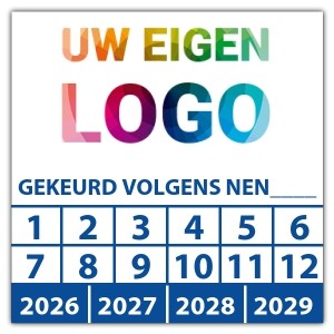 Keuringssticker gekeurd volgens NEN-norm (eigen invoer) - Keuringsstickers vierkant logo