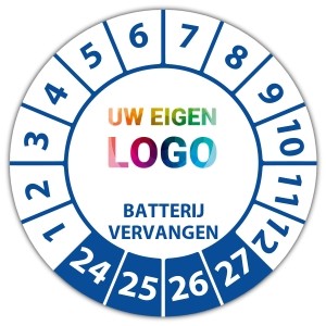 Keuringssticker "batterij vervangen op" logo