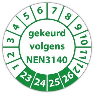 Keuringssticker gekeurd volgens NEN 3140 - 
