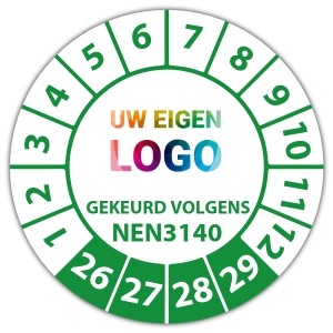 Keuringssticker gekeurd volgens NEN 3140 - Keuringsstickers op vel logo