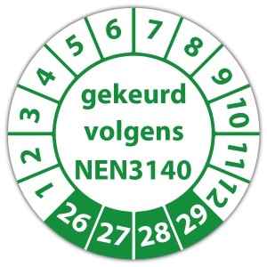 Keuringssticker gekeurd volgens NEN 3140 - Keuringsstickers op vel