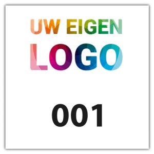 Genummerde stickers met logo - Vierkant