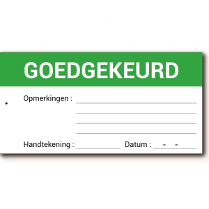 Goedgekeurd hanglabels (liggend) - Toebehoren