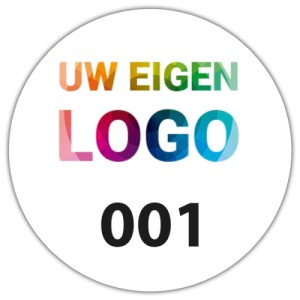 Genummerde stickers met logo - Rond - Keuringsstickers genummerd