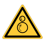 Waarschuwingssticker Hand tussen draaiende rollen (W025)
