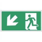 Nooduitgang sticker Vluchtweg naar beneden links (A225 E001)