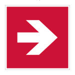 Brandpreventie sticker Richting recht (Brpijlr)