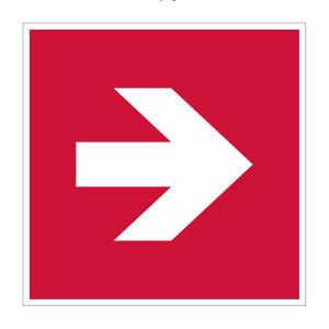 Brandpreventie sticker Richting recht (Brpijlr)