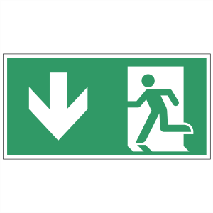 Nooduitgang sticker Vluchtweg omlaag (A180E001)