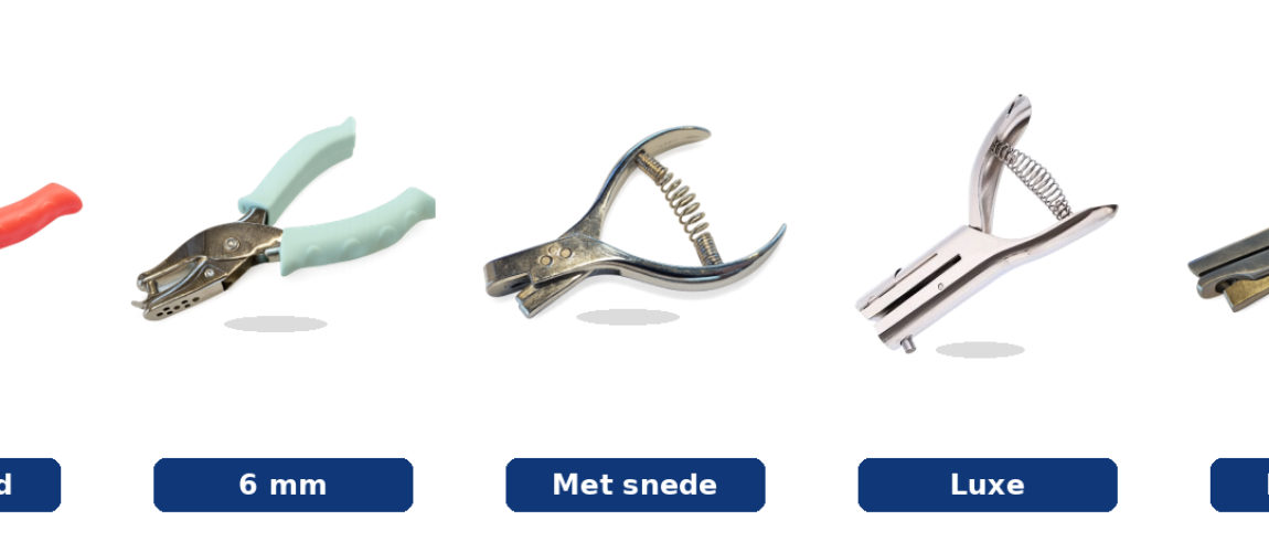Vijf professionele gaatjestangen voor keuringsstickers